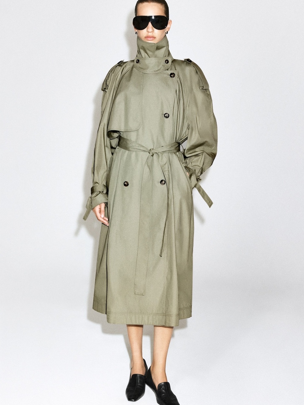 COS MOCK-NECK COTTON TRENCH COAT SIZE S NWT